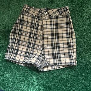 High- Waisted Plaid Shorts